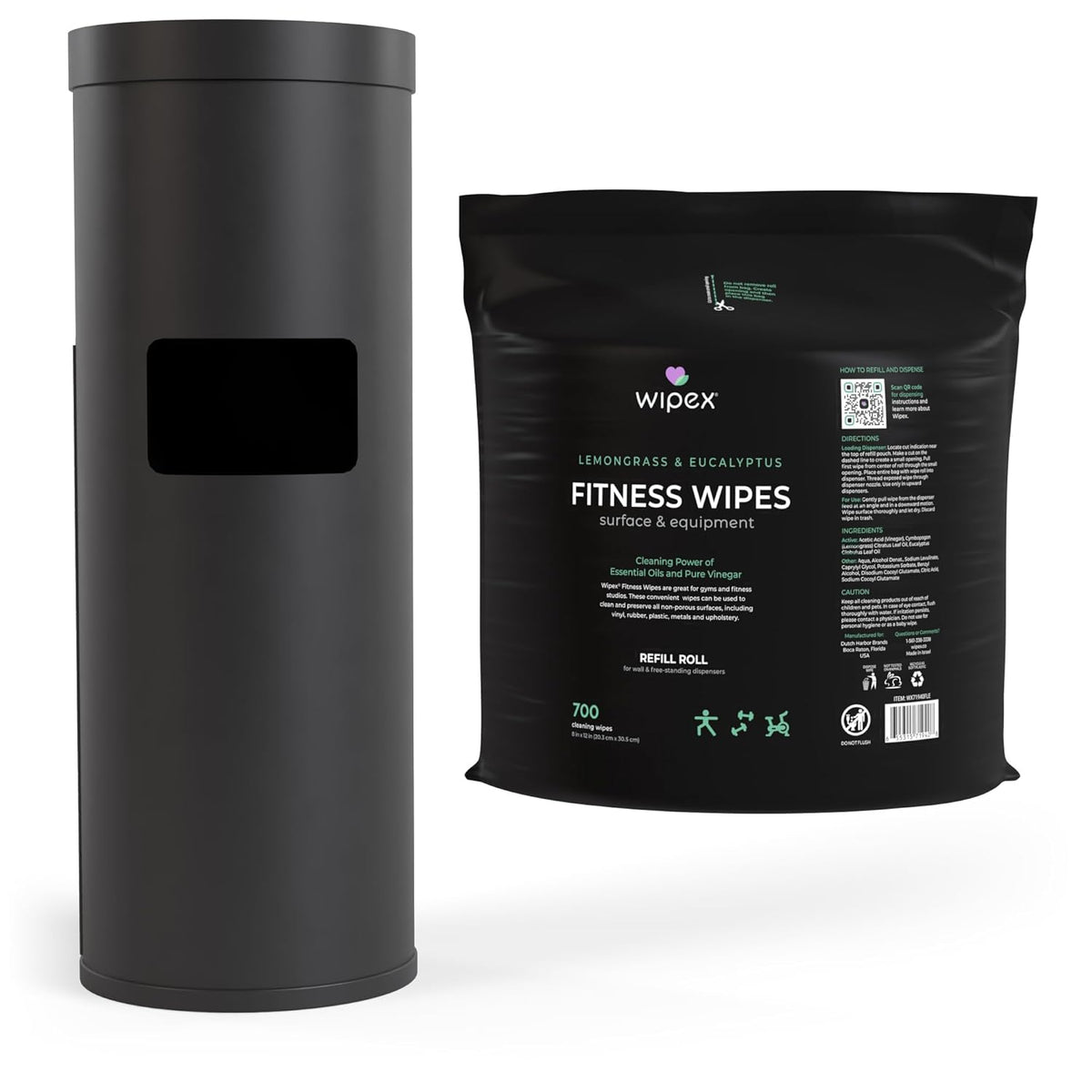 Gym Wipes for Equipment Cleaning - 700 Large 8"x12" Natural Fitness Wipes Refills for Dispensers - Made with Lemongrass, Eucalyptus Oil & Vinegar, Bulk Surface Multipurpose (1 Pack)
