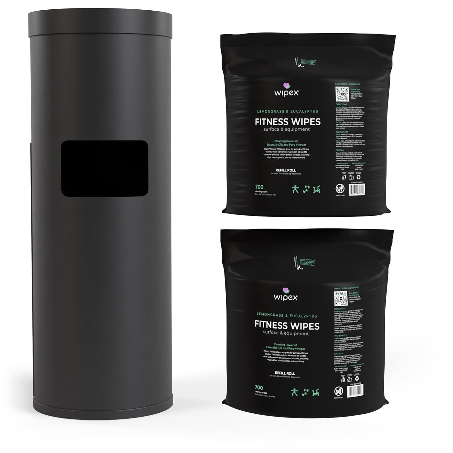 Gym Wipes for Equipment Cleaning - 700 Large 8"x12" Natural Fitness Wipes Refills for Dispensers - Made with Lemongrass, Eucalyptus Oil & Vinegar, Bulk Surface Multipurpose (1 Pack)