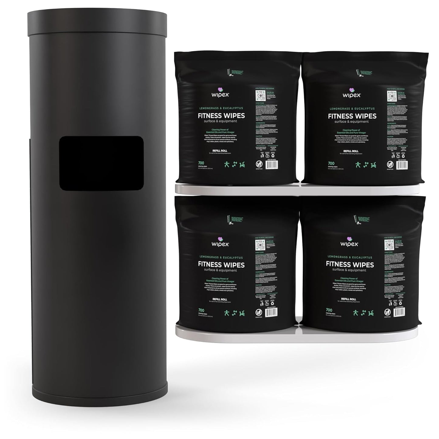 Gym Wipes for Equipment Cleaning - 700 Large 8"x12" Natural Fitness Wipes Refills for Dispensers - Made with Lemongrass, Eucalyptus Oil & Vinegar, Bulk Surface Multipurpose (1 Pack)