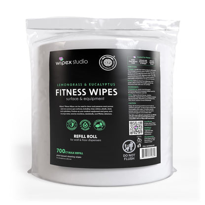 Gym Wipes for Equipment Cleaning - 700 Large 8"x12" Natural Fitness Wipes Refills for Dispensers - Made with Lemongrass, Eucalyptus Oil & Vinegar, Bulk Surface Multipurpose (1 Pack)