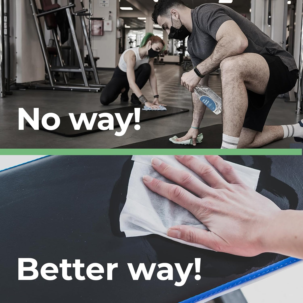 Gym Wipes for Equipment Cleaning - 700 Large 8"x12" Natural Fitness Wipes Refills for Dispensers - Made with Lemongrass, Eucalyptus Oil & Vinegar, Bulk Surface Multipurpose (1 Pack)