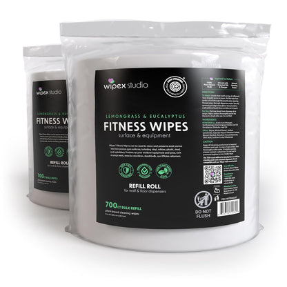 Gym Wipes for Equipment Cleaning - 700 Large 8"x12" Natural Fitness Wipes Refills for Dispensers - Made with Lemongrass, Eucalyptus Oil & Vinegar, Bulk Surface Multipurpose (1 Pack)