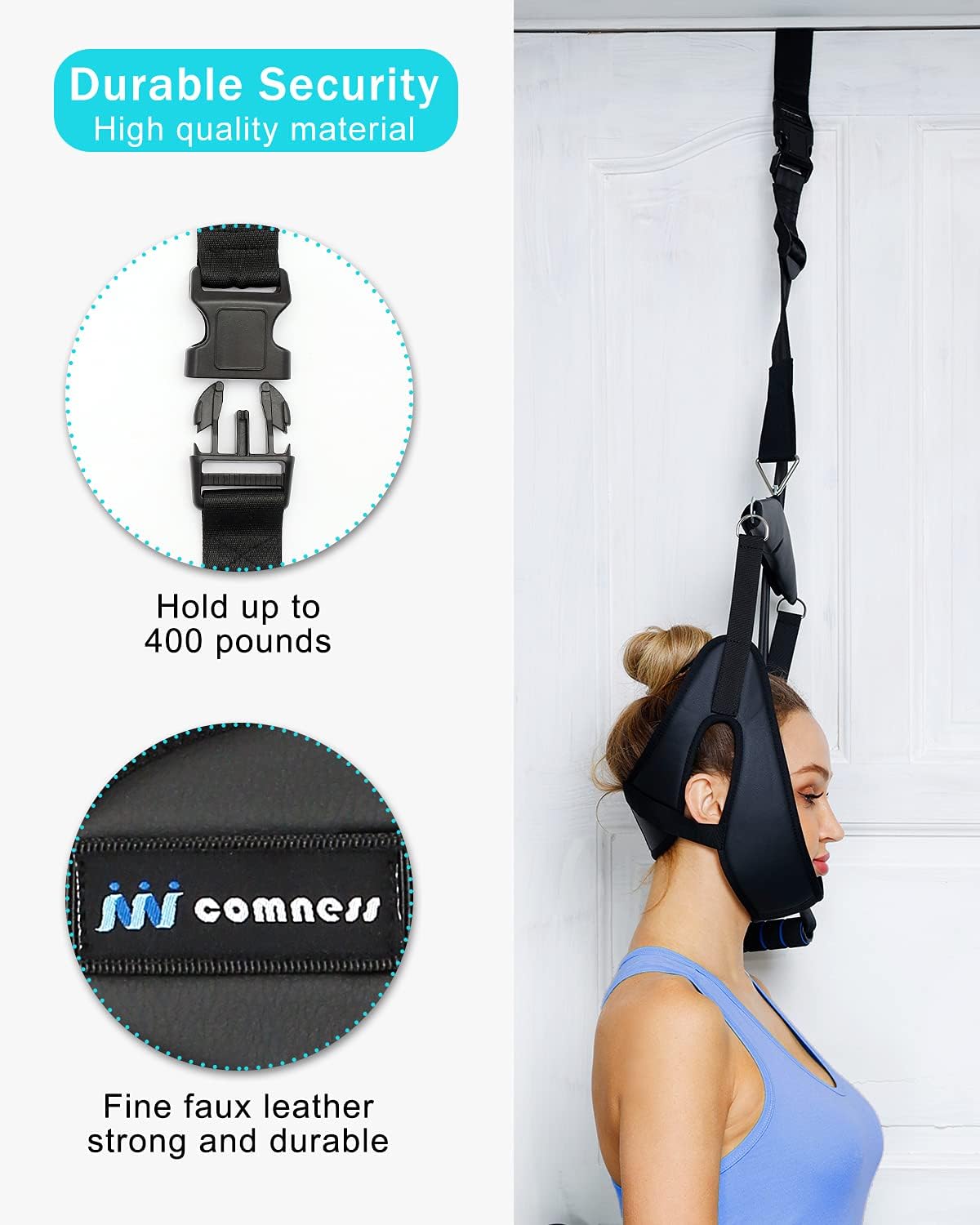 Cervical Neck Traction Device Over Door for Home Use, Portable Neck Stretcher Hammock for Neck Pain Relief, Physical Therapy AIDS for Neck Decompressor.