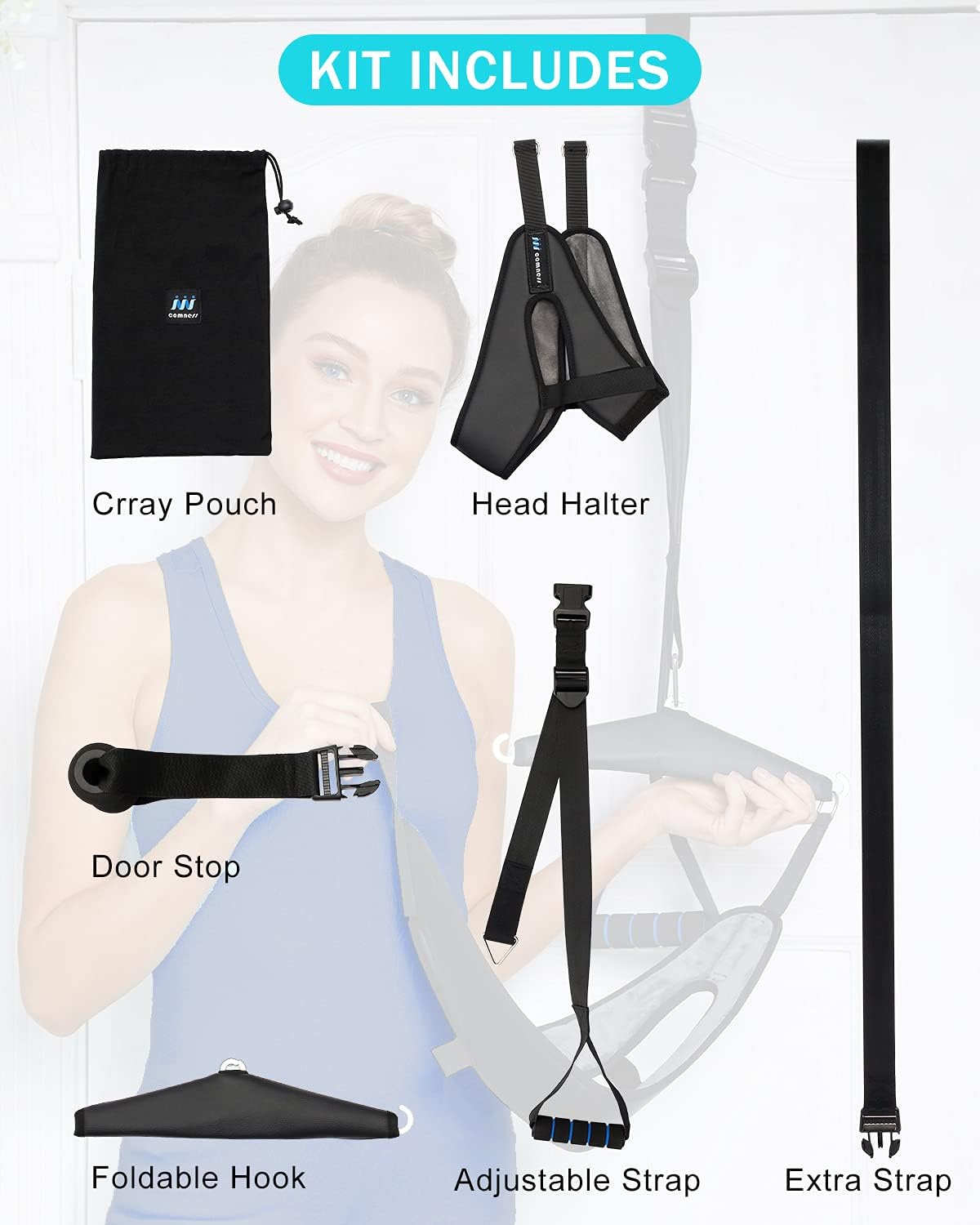 Cervical Neck Traction Device Over Door for Home Use, Portable Neck Stretcher Hammock for Neck Pain Relief, Physical Therapy AIDS for Neck Decompressor.