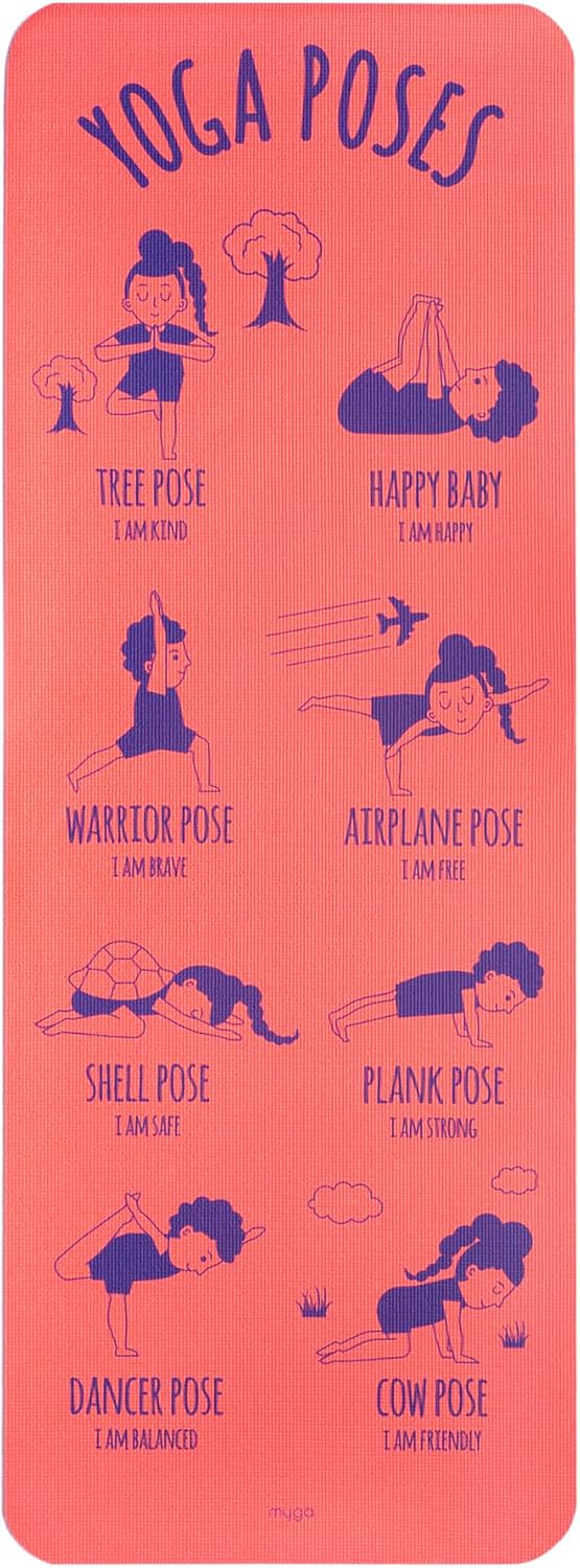 Silk Print Kids Yoga Mat,Non-Slip Yoga Mat for Childrens Exercise, Fitness, Yoga and Mindfulness Lightweight, Easy Clean Play Mat for Girls and Boys