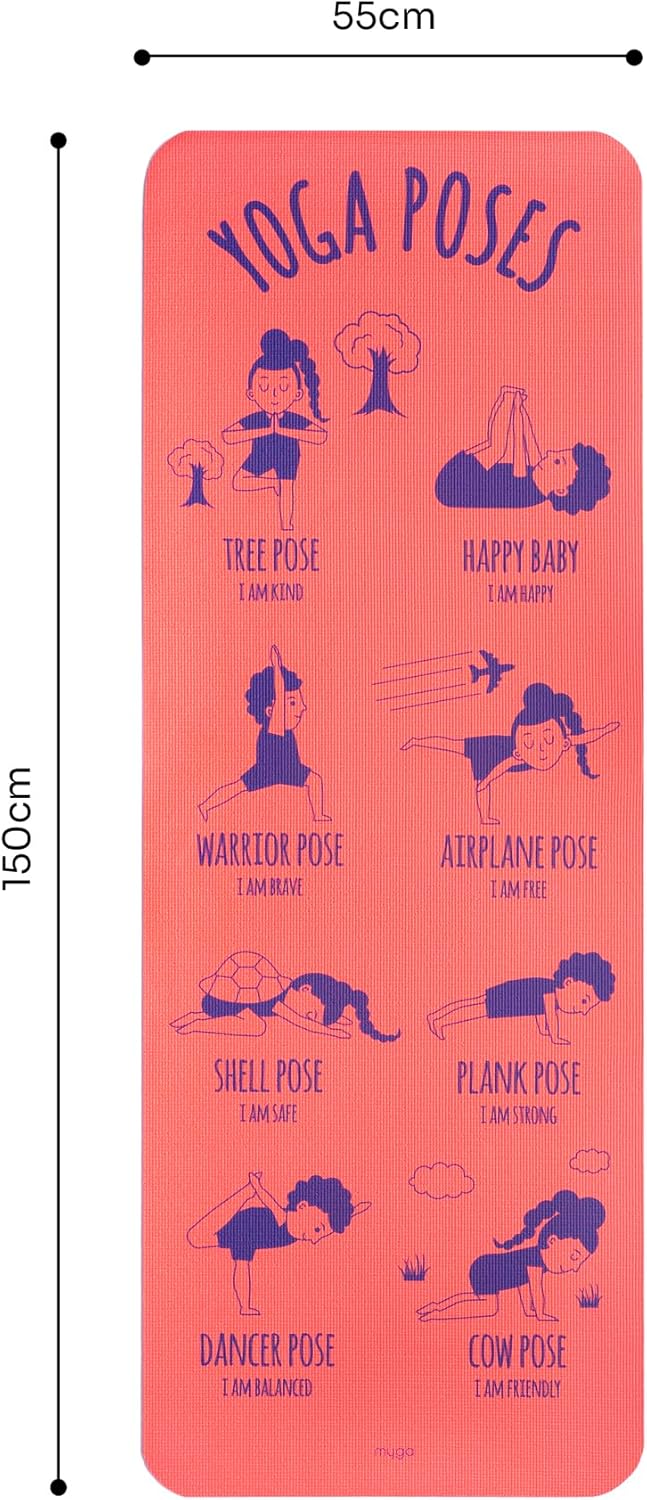 Silk Print Kids Yoga Mat,Non-Slip Yoga Mat for Childrens Exercise, Fitness, Yoga and Mindfulness Lightweight, Easy Clean Play Mat for Girls and Boys