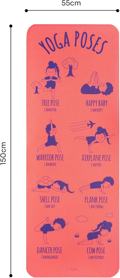 Silk Print Kids Yoga Mat,Non-Slip Yoga Mat for Childrens Exercise, Fitness, Yoga and Mindfulness Lightweight, Easy Clean Play Mat for Girls and Boys
