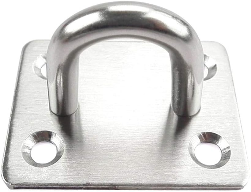 Heavy Duty Pad Eye Plate Staple Ring Hook Loop U-Shaped Sail Shade Hardware - Wall Ceiling Hammock Hooks Hanger for Swing Suspension - Stainless Steel