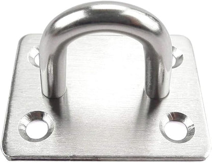 Heavy Duty Pad Eye Plate Staple Ring Hook Loop U-Shaped Sail Shade Hardware - Wall Ceiling Hammock Hooks Hanger for Swing Suspension - Stainless Steel