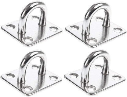 Heavy Duty Pad Eye Plate Staple Ring Hook Loop U-Shaped Sail Shade Hardware - Wall Ceiling Hammock Hooks Hanger for Swing Suspension - Stainless Steel