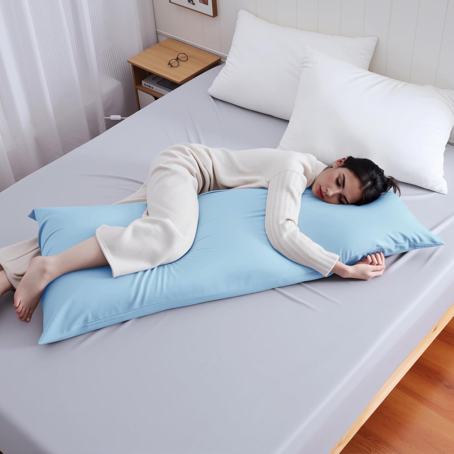 4 Pack Cooling Pillow Cases,Viscose Derived from Bamboo Pillow Protectors Queen Size Set of 4, 400 Thread Count Soft Silky Breathable Summer Pillow Cover with Zipper Hidden (4PCS, Queen,White)
