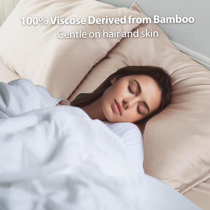 4 Pack Cooling Pillow Cases,Viscose Derived from Bamboo Pillow Protectors Queen Size Set of 4, 400 Thread Count Soft Silky Breathable Summer Pillow Cover with Zipper Hidden (4PCS, Queen,White)