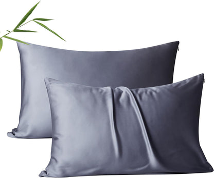 4 Pack Cooling Pillow Cases,Viscose Derived from Bamboo Pillow Protectors Queen Size Set of 4, 400 Thread Count Soft Silky Breathable Summer Pillow Cover with Zipper Hidden (4PCS, Queen,White)