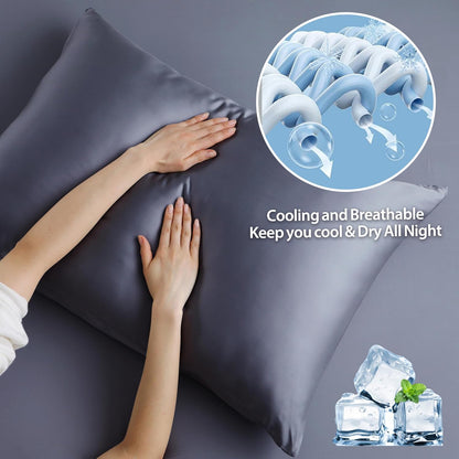 4 Pack Cooling Pillow Cases,Viscose Derived from Bamboo Pillow Protectors Queen Size Set of 4, 400 Thread Count Soft Silky Breathable Summer Pillow Cover with Zipper Hidden (4PCS, Queen,White)