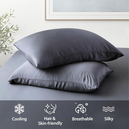 4 Pack Cooling Pillow Cases,Viscose Derived from Bamboo Pillow Protectors Queen Size Set of 4, 400 Thread Count Soft Silky Breathable Summer Pillow Cover with Zipper Hidden (4PCS, Queen,White)