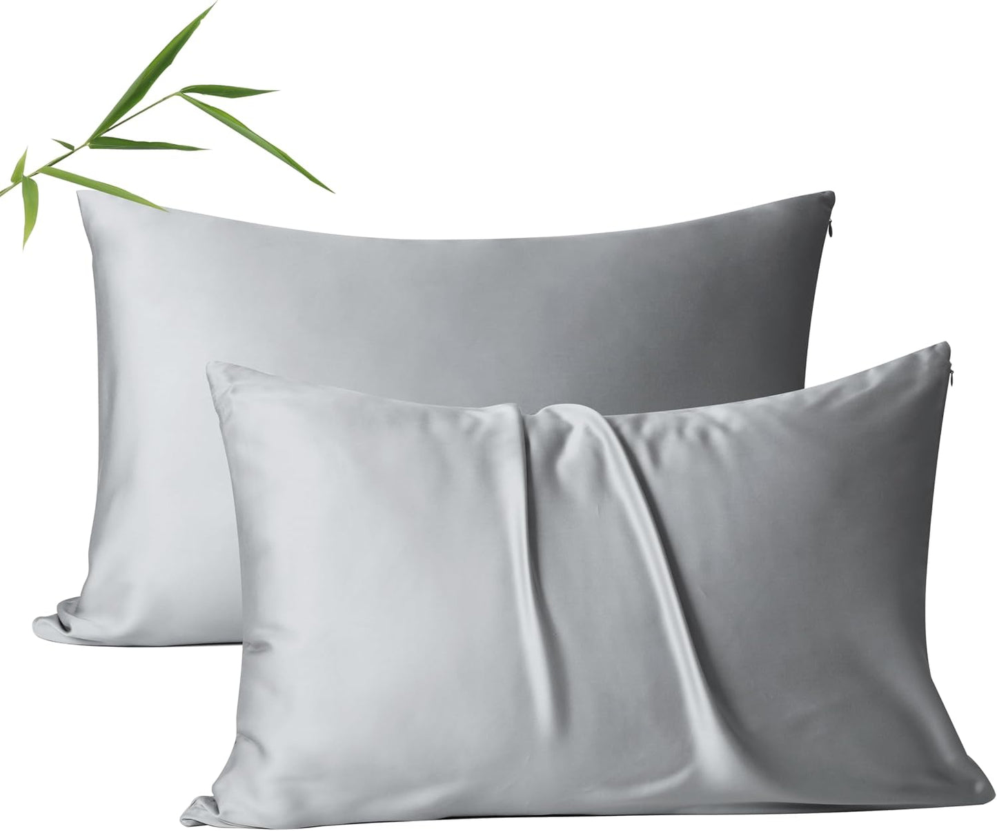 4 Pack Cooling Pillow Cases,Viscose Derived from Bamboo Pillow Protectors Queen Size Set of 4, 400 Thread Count Soft Silky Breathable Summer Pillow Cover with Zipper Hidden (4PCS, Queen,White)