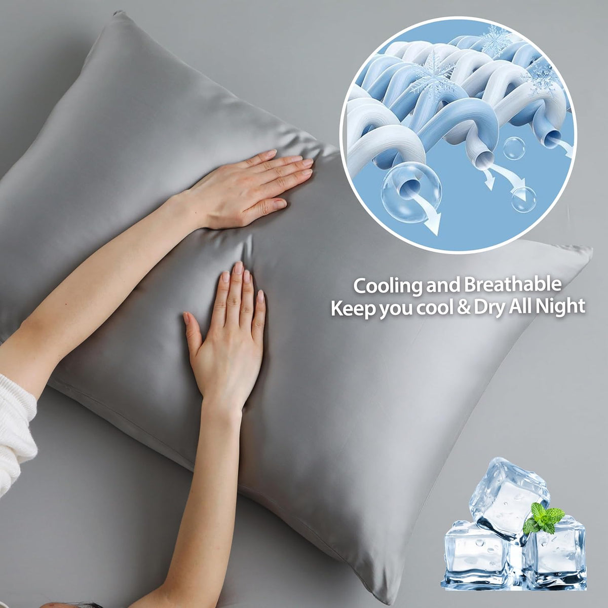 4 Pack Cooling Pillow Cases,Viscose Derived from Bamboo Pillow Protectors Queen Size Set of 4, 400 Thread Count Soft Silky Breathable Summer Pillow Cover with Zipper Hidden (4PCS, Queen,White)
