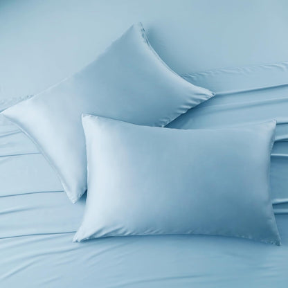 4 Pack Cooling Pillow Cases,Viscose Derived from Bamboo Pillow Protectors Queen Size Set of 4, 400 Thread Count Soft Silky Breathable Summer Pillow Cover with Zipper Hidden (4PCS, Queen,White)