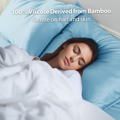 4 Pack Cooling Pillow Cases,Viscose Derived from Bamboo Pillow Protectors Queen Size Set of 4, 400 Thread Count Soft Silky Breathable Summer Pillow Cover with Zipper Hidden (4PCS, Queen,White)