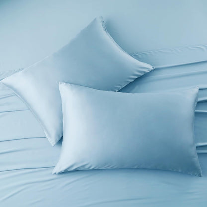 4 Pack Cooling Pillow Cases,Viscose Derived from Bamboo Pillow Protectors Queen Size Set of 4, 400 Thread Count Soft Silky Breathable Summer Pillow Cover with Zipper Hidden (4PCS, Queen,White)