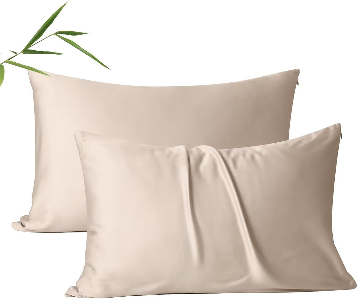 4 Pack Cooling Pillow Cases,Viscose Derived from Bamboo Pillow Protectors Queen Size Set of 4, 400 Thread Count Soft Silky Breathable Summer Pillow Cover with Zipper Hidden (4PCS, Queen,White)