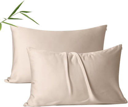 4 Pack Cooling Pillow Cases,Viscose Derived from Bamboo Pillow Protectors Queen Size Set of 4, 400 Thread Count Soft Silky Breathable Summer Pillow Cover with Zipper Hidden (4PCS, Queen,White)