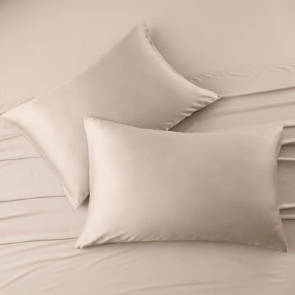 4 Pack Cooling Pillow Cases,Viscose Derived from Bamboo Pillow Protectors Queen Size Set of 4, 400 Thread Count Soft Silky Breathable Summer Pillow Cover with Zipper Hidden (4PCS, Queen,White)
