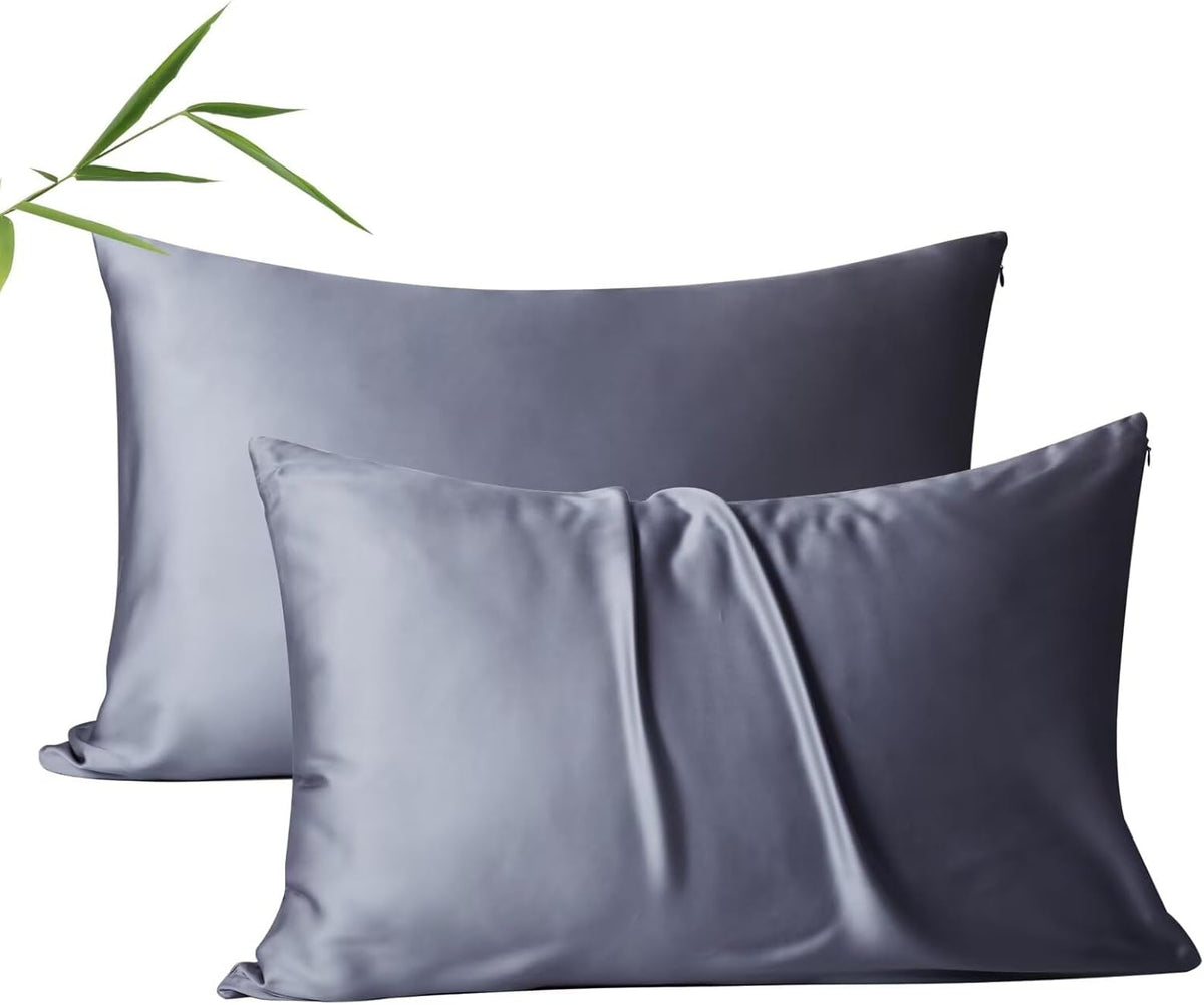 4 Pack Cooling Pillow Cases,Viscose Derived from Bamboo Pillow Protectors Queen Size Set of 4, 400 Thread Count Soft Silky Breathable Summer Pillow Cover with Zipper Hidden (4PCS, Queen,White)