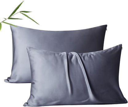 4 Pack Cooling Pillow Cases,Viscose Derived from Bamboo Pillow Protectors Queen Size Set of 4, 400 Thread Count Soft Silky Breathable Summer Pillow Cover with Zipper Hidden (4PCS, Queen,White)