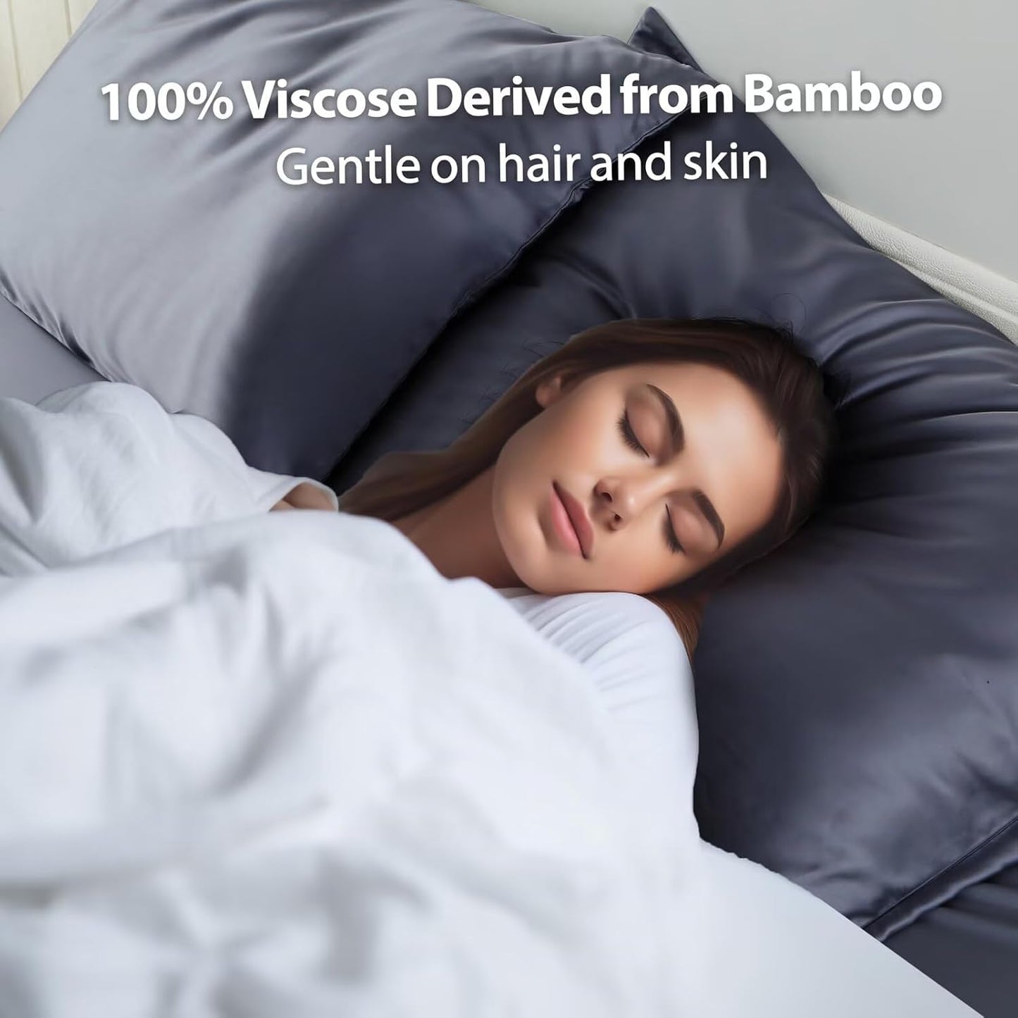 4 Pack Cooling Pillow Cases,Viscose Derived from Bamboo Pillow Protectors Queen Size Set of 4, 400 Thread Count Soft Silky Breathable Summer Pillow Cover with Zipper Hidden (4PCS, Queen,White)