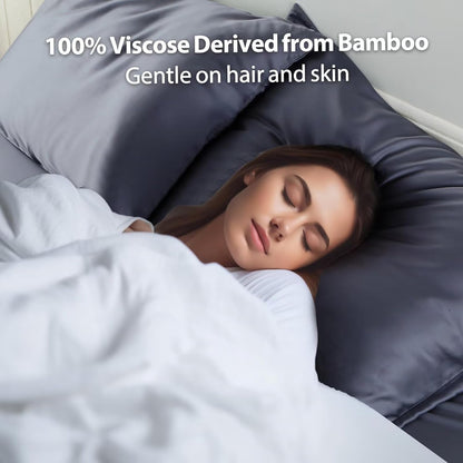 4 Pack Cooling Pillow Cases,Viscose Derived from Bamboo Pillow Protectors Queen Size Set of 4, 400 Thread Count Soft Silky Breathable Summer Pillow Cover with Zipper Hidden (4PCS, Queen,White)