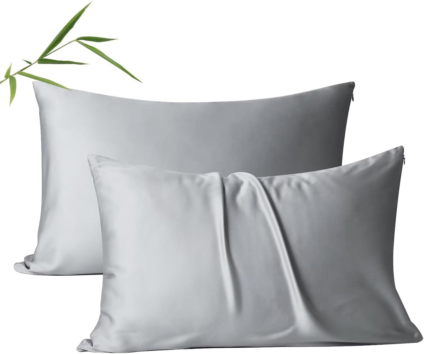 4 Pack Cooling Pillow Cases,Viscose Derived from Bamboo Pillow Protectors Queen Size Set of 4, 400 Thread Count Soft Silky Breathable Summer Pillow Cover with Zipper Hidden (4PCS, Queen,White)