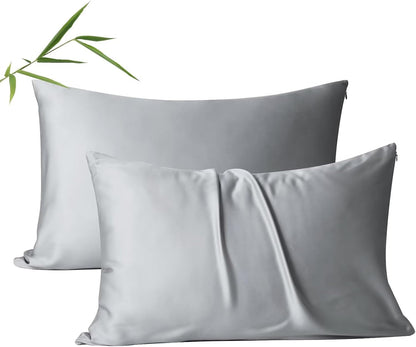 4 Pack Cooling Pillow Cases,Viscose Derived from Bamboo Pillow Protectors Queen Size Set of 4, 400 Thread Count Soft Silky Breathable Summer Pillow Cover with Zipper Hidden (4PCS, Queen,White)