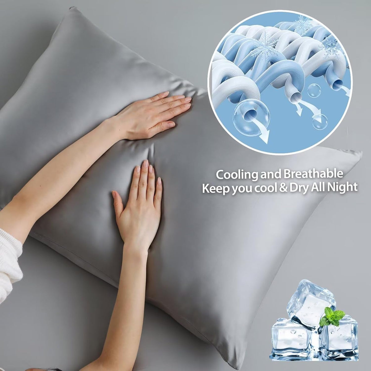 4 Pack Cooling Pillow Cases,Viscose Derived from Bamboo Pillow Protectors Queen Size Set of 4, 400 Thread Count Soft Silky Breathable Summer Pillow Cover with Zipper Hidden (4PCS, Queen,White)