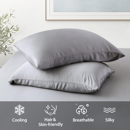 4 Pack Cooling Pillow Cases,Viscose Derived from Bamboo Pillow Protectors Queen Size Set of 4, 400 Thread Count Soft Silky Breathable Summer Pillow Cover with Zipper Hidden (4PCS, Queen,White)