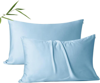 4 Pack Cooling Pillow Cases,Viscose Derived from Bamboo Pillow Protectors Queen Size Set of 4, 400 Thread Count Soft Silky Breathable Summer Pillow Cover with Zipper Hidden (4PCS, Queen,White)