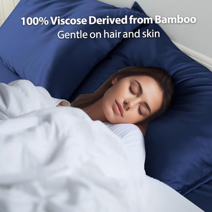 4 Pack Cooling Pillow Cases,Viscose Derived from Bamboo Pillow Protectors Queen Size Set of 4, 400 Thread Count Soft Silky Breathable Summer Pillow Cover with Zipper Hidden (4PCS, Queen,White)