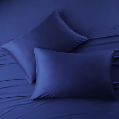 4 Pack Cooling Pillow Cases,Viscose Derived from Bamboo Pillow Protectors Queen Size Set of 4, 400 Thread Count Soft Silky Breathable Summer Pillow Cover with Zipper Hidden (4PCS, Queen,White)