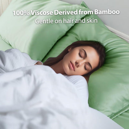 4 Pack Cooling Pillow Cases,Viscose Derived from Bamboo Pillow Protectors Queen Size Set of 4, 400 Thread Count Soft Silky Breathable Summer Pillow Cover with Zipper Hidden (4PCS, Queen,White)