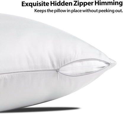 4 Pack Cooling Pillow Cases,Viscose Derived from Bamboo Pillow Protectors Queen Size Set of 4, 400 Thread Count Soft Silky Breathable Summer Pillow Cover with Zipper Hidden (4PCS, Queen,White)