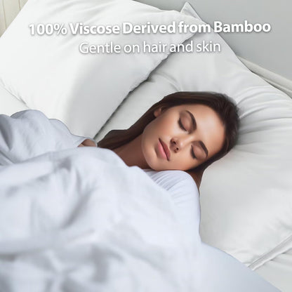 4 Pack Cooling Pillow Cases,Viscose Derived from Bamboo Pillow Protectors Queen Size Set of 4, 400 Thread Count Soft Silky Breathable Summer Pillow Cover with Zipper Hidden (4PCS, Queen,White)