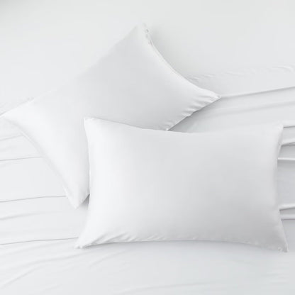 4 Pack Cooling Pillow Cases,Viscose Derived from Bamboo Pillow Protectors Queen Size Set of 4, 400 Thread Count Soft Silky Breathable Summer Pillow Cover with Zipper Hidden (4PCS, Queen,White)