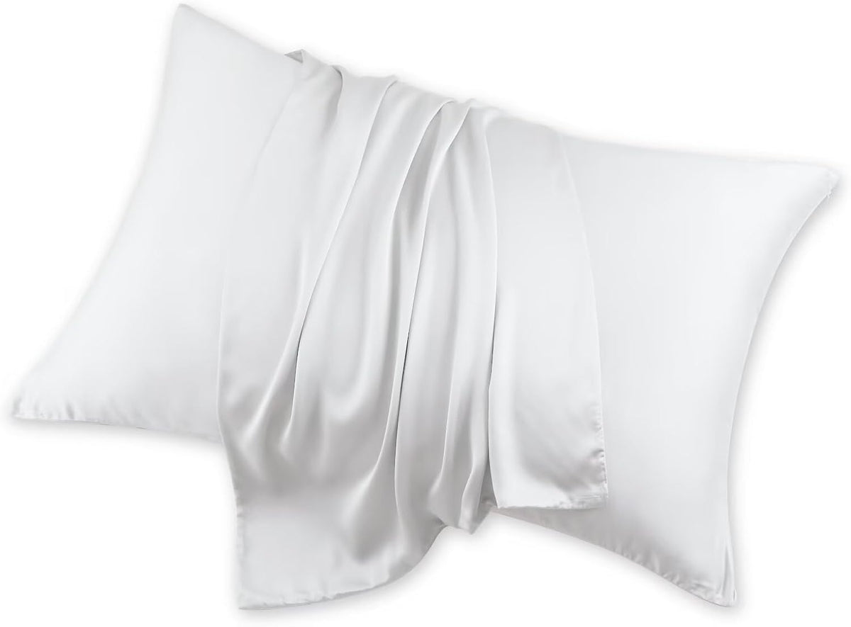 4 Pack Cooling Pillow Cases,Viscose Derived from Bamboo Pillow Protectors Queen Size Set of 4, 400 Thread Count Soft Silky Breathable Summer Pillow Cover with Zipper Hidden (4PCS, Queen,White)