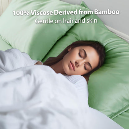 4 Pack Cooling Pillow Cases,Viscose Derived from Bamboo Pillow Protectors Queen Size Set of 4, 400 Thread Count Soft Silky Breathable Summer Pillow Cover with Zipper Hidden (4PCS, Queen,White)