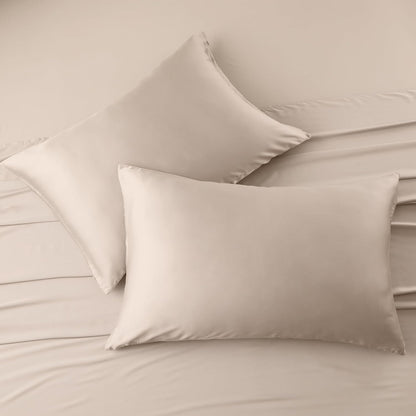 4 Pack Cooling Pillow Cases,Viscose Derived from Bamboo Pillow Protectors Queen Size Set of 4, 400 Thread Count Soft Silky Breathable Summer Pillow Cover with Zipper Hidden (4PCS, Queen,White)