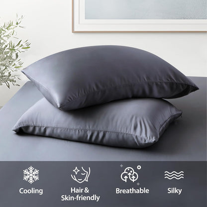 4 Pack Cooling Pillow Cases,Viscose Derived from Bamboo Pillow Protectors Queen Size Set of 4, 400 Thread Count Soft Silky Breathable Summer Pillow Cover with Zipper Hidden (4PCS, Queen,White)