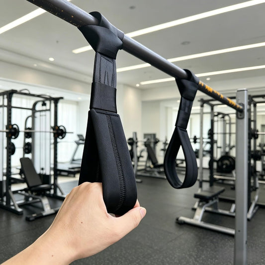 Black Suspension Trainer Straps 1 Pair Nylon Fitness Exercise Straps | For Yoga, Home Gym, Bodyweight Training