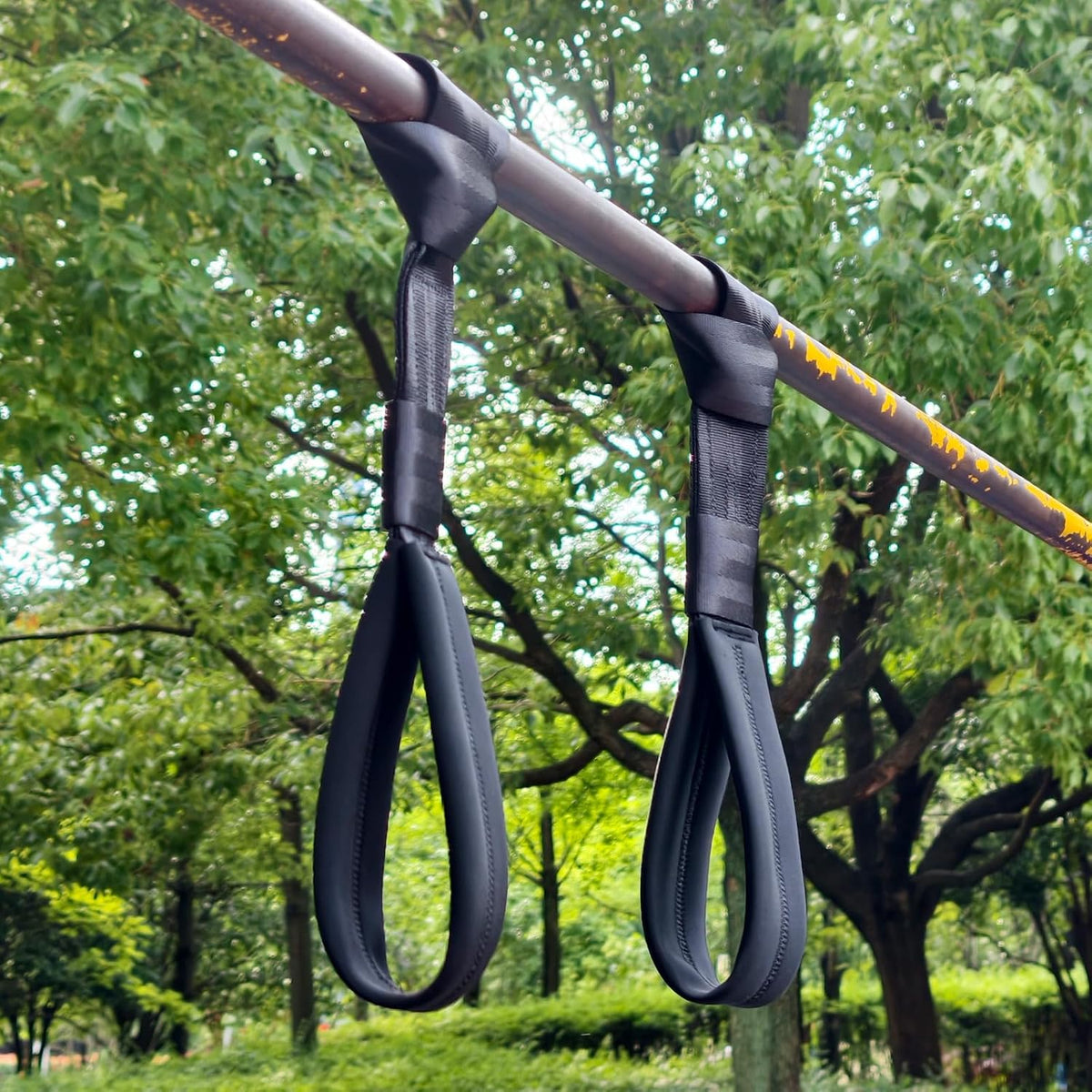 Black Suspension Trainer Straps 1 Pair Nylon Fitness Exercise Straps | For Yoga, Home Gym, Bodyweight Training