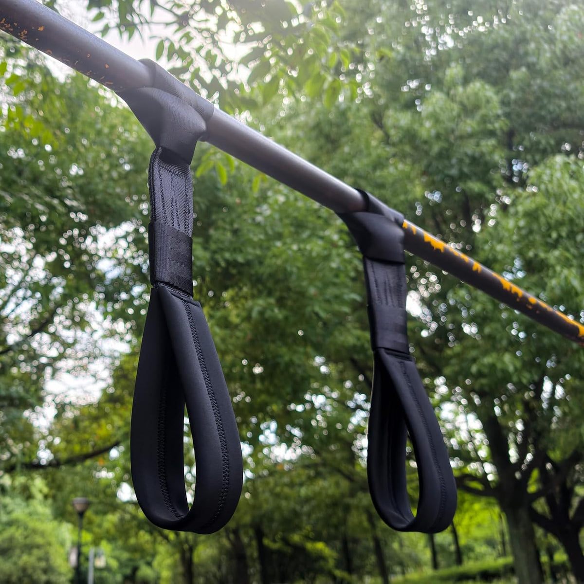 Black Suspension Trainer Straps 1 Pair Nylon Fitness Exercise Straps | For Yoga, Home Gym, Bodyweight Training