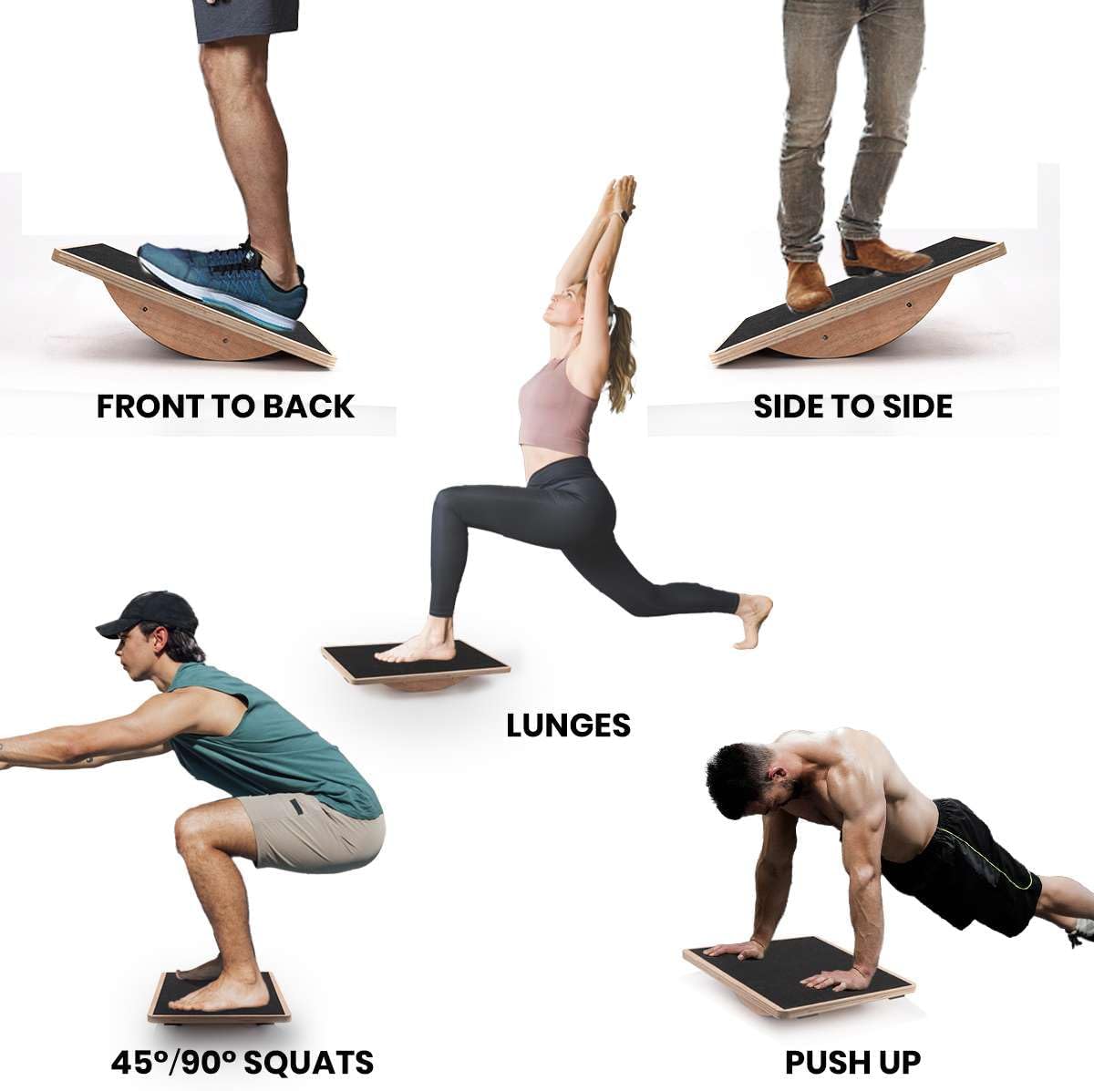 Wooden Wobble Board for Adults - Anti-Slip Balance Board for Stand-Desk Core Strength Therapy
